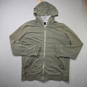 VTG Oakley Full Zip Hoodie Distressed Olive Green Men's Large Frayed Y2K Skater